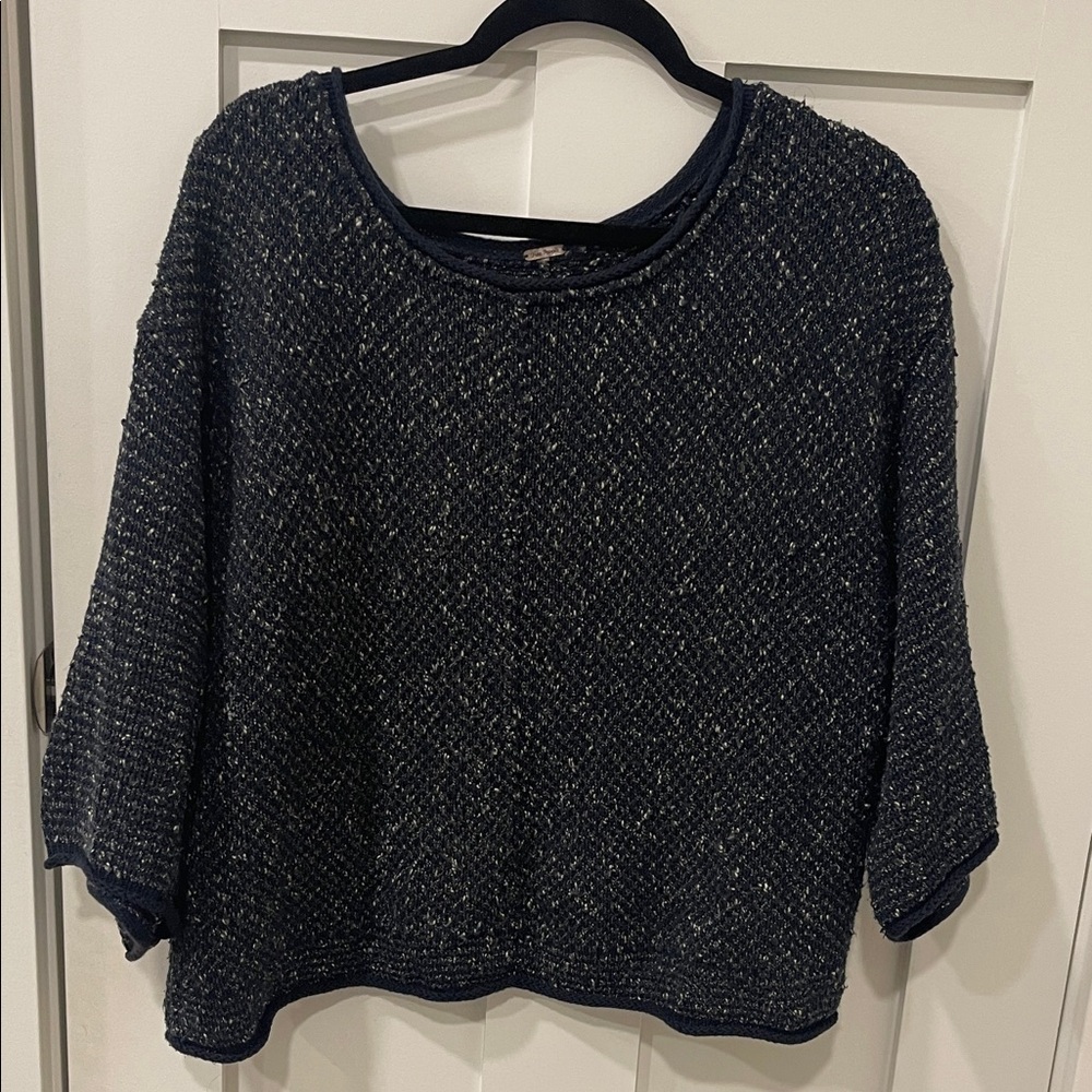 Free People Black and White Textured Sweater